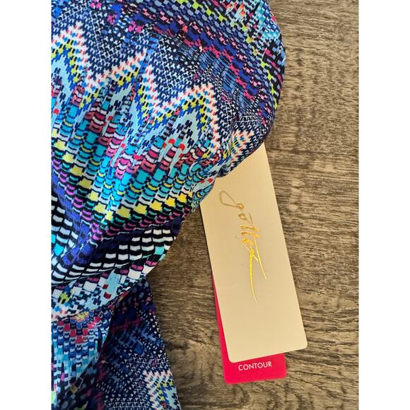 Gottex Skyline Chevron Tankini Top Sz 34D Colorful Boho Zigzag Swimwear V-Neck - Picture 4 of 5